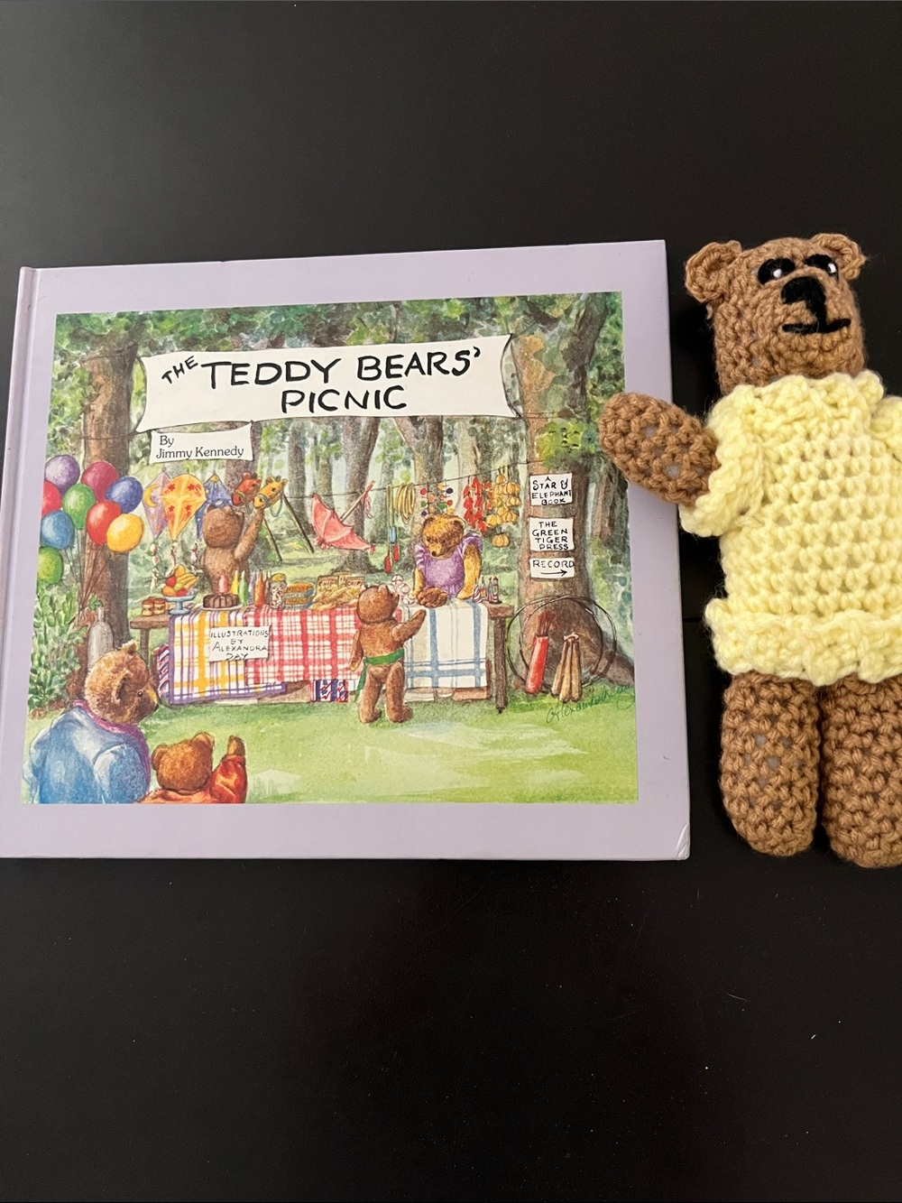 Hard-cover Popular book with Crocheted Bear Plush